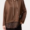 Hooded Sweatshirt with Leopard Print Layer Detail