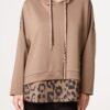 Hooded Sweatshirt with Leopard Print Layer Detail