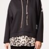 Hooded Sweatshirt with Leopard Print Layer Detail