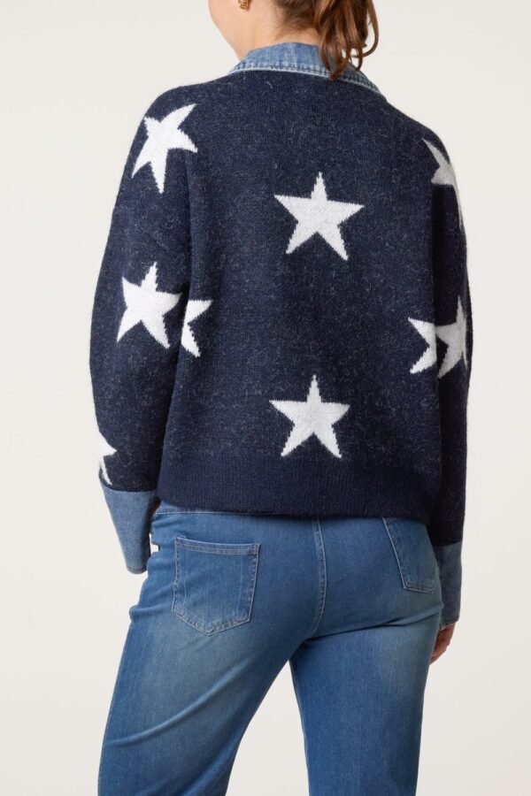 2026/09/1000495861-1.jpg Star Print Denim Collar Jumper — One Size