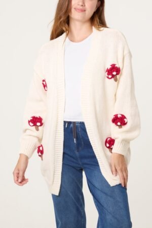 2026/09/1000495866-1.jpg Mushroom Knit Cream Cardigan