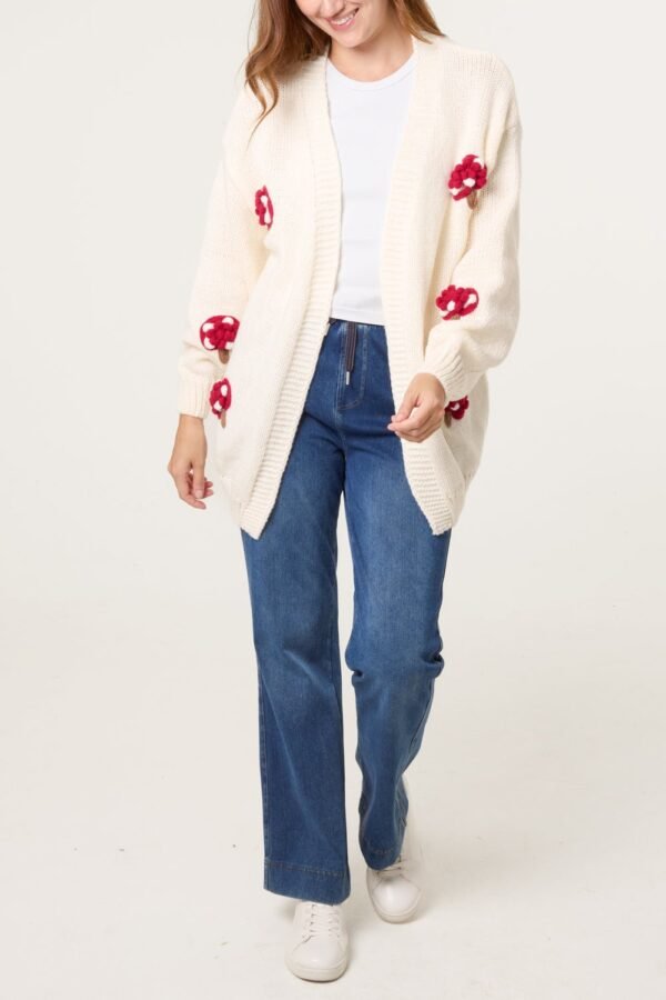 Mushroom Knit Cream Cardigan