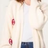 Mushroom Knit Cream Cardigan