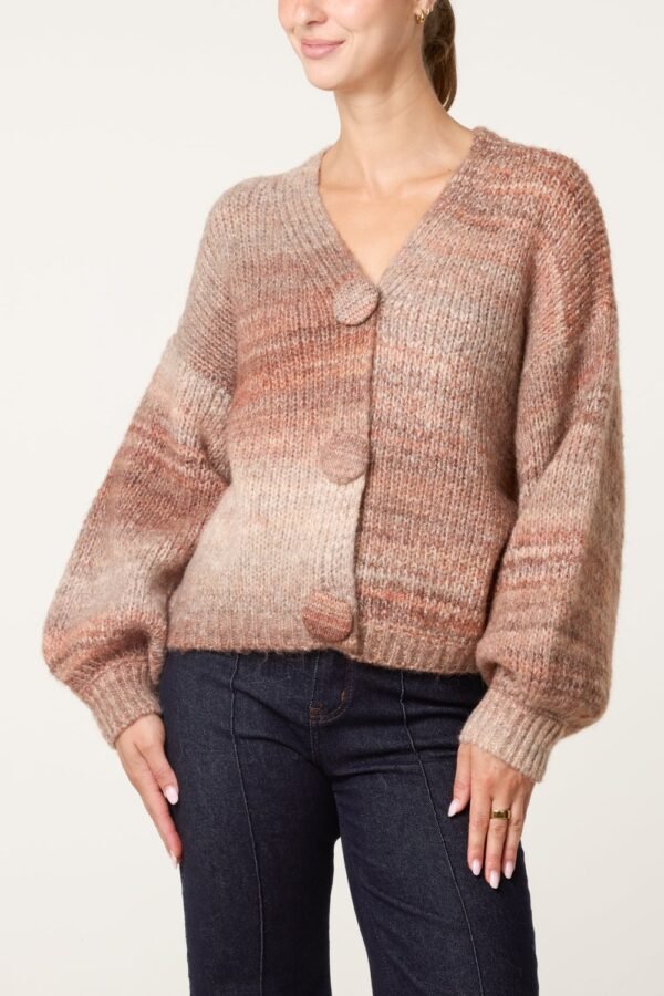 Large Buttoned Ombre Knit Cardigan