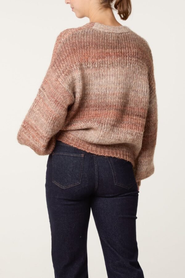Large Buttoned Ombre Knit Cardigan