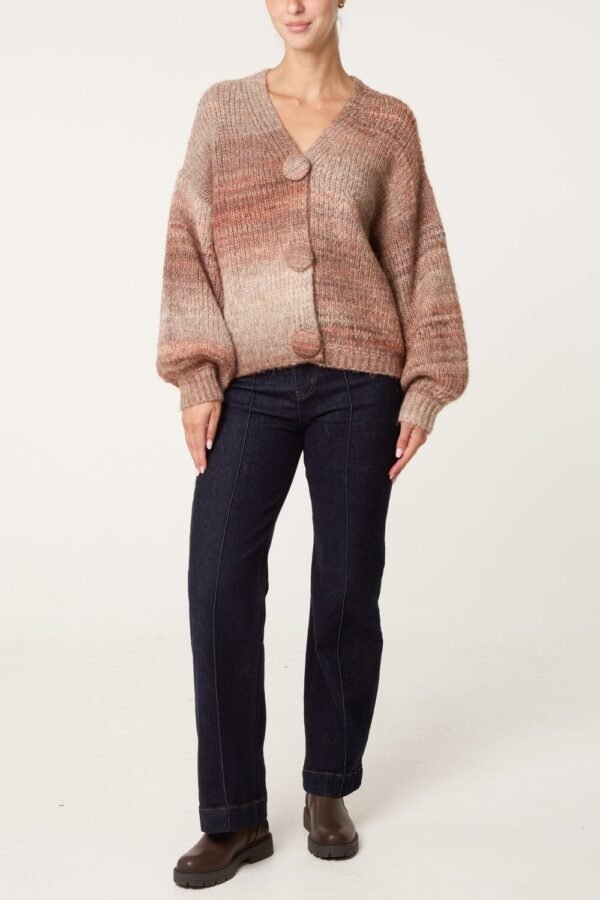 Large Buttoned Ombre Knit Cardigan