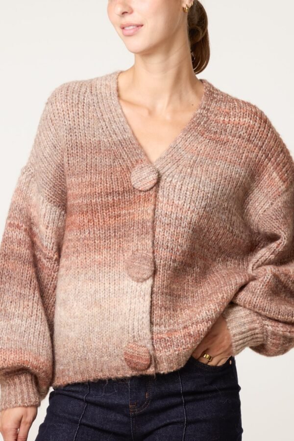 Large Buttoned Ombre Knit Cardigan