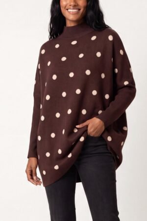 Oversized Polka Dot Jumper – Chocolate or Black & Cream