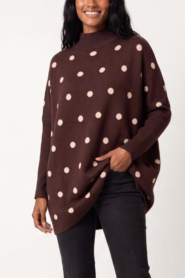 2026/09/1000495884.jpg Oversized Polka Dot Jumper – Chocolate or Black & Cream