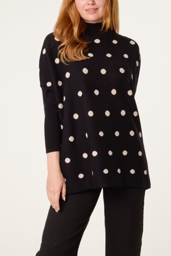 2026/09/1000495888.jpg Oversized Polka Dot Jumper – Chocolate or Black & Cream
