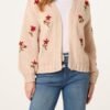 Floral Embroidered Cardigan – Beige