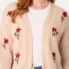 Floral Embroidered Cardigan – Beige