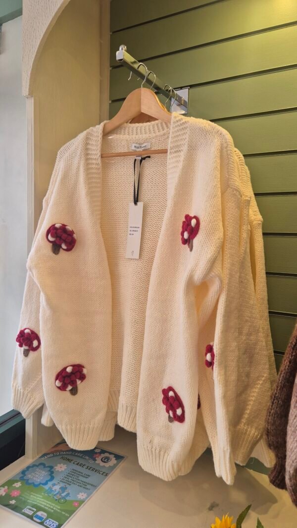 Mushroom Knit Cream Cardigan