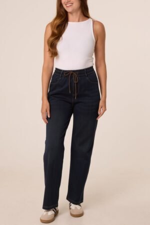 2026/09/1000496519.jpg Dark Denim Drawstring Soft Jeans