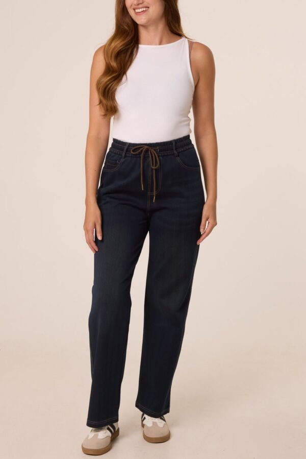 2026/09/1000496519.jpg Dark Denim Drawstring Soft Jeans