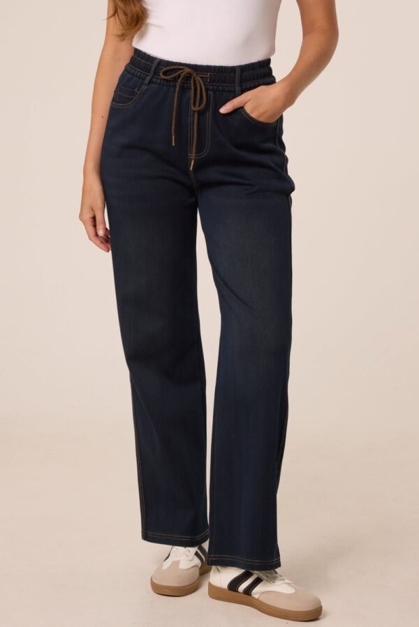 2026/09/1000496522.jpg Dark Denim Drawstring Soft Jeans