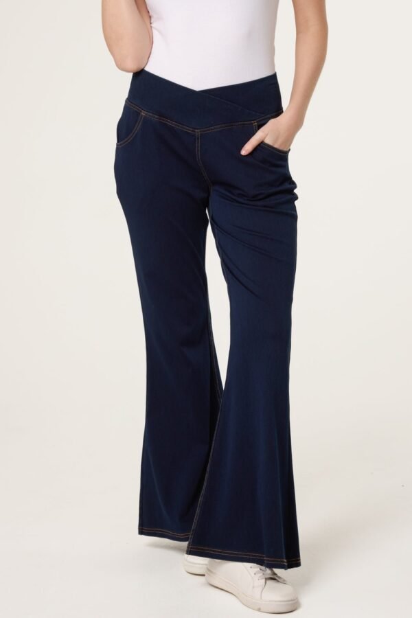 Flared Crossover Waistband Jeans