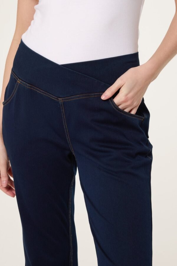 Flared Crossover Waistband Jeans