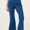 Flared Crossover Waistband Jeans