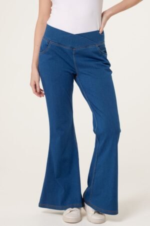 2026/09/1000496564.jpg Flared Crossover Waistband Jeans