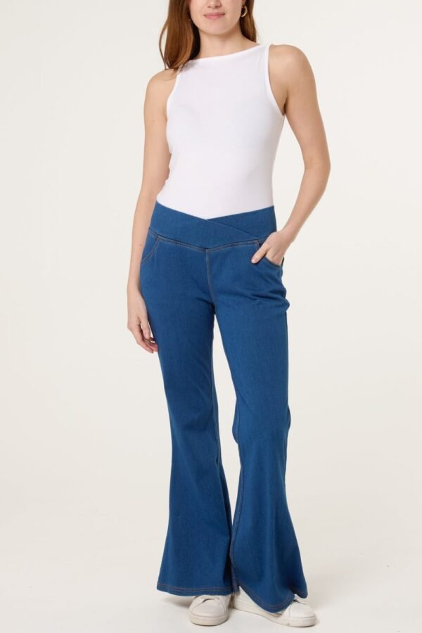 Flared Crossover Waistband Jeans