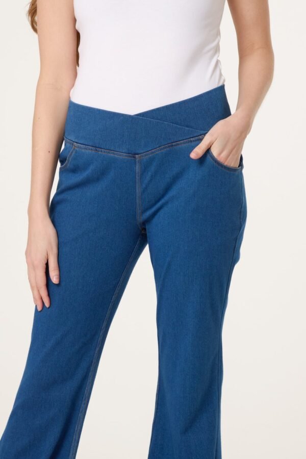 Flared Crossover Waistband Jeans