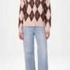 2026/09/1000497932.jpg Argyle Button Through Knit Cardigan