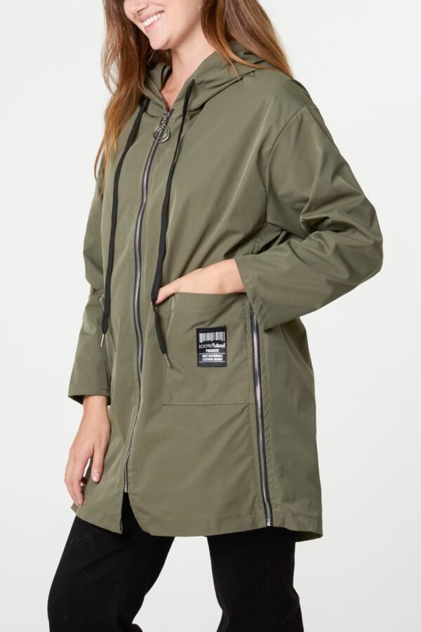 Zip Detail Hooded Light Raincoat