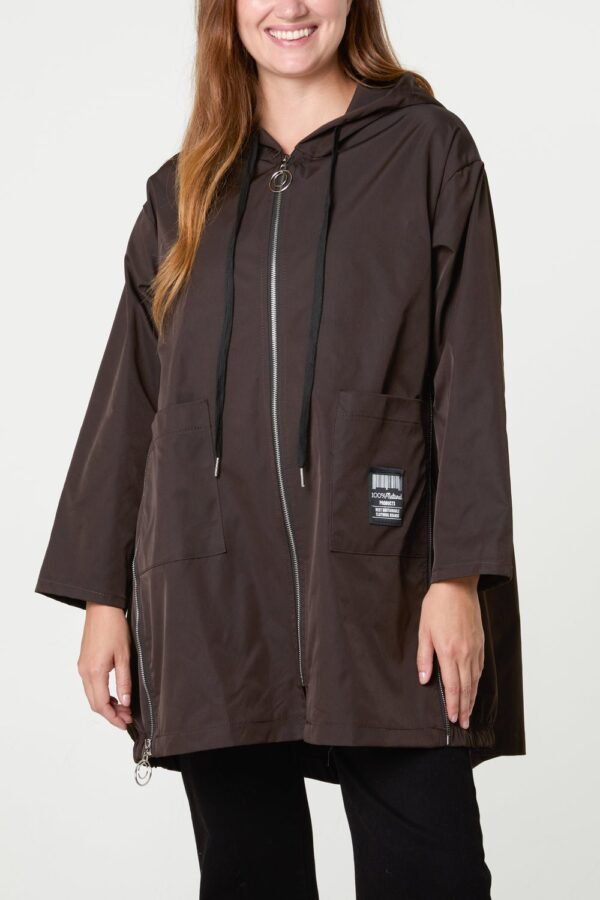 Zip Detail Hooded Light Raincoat