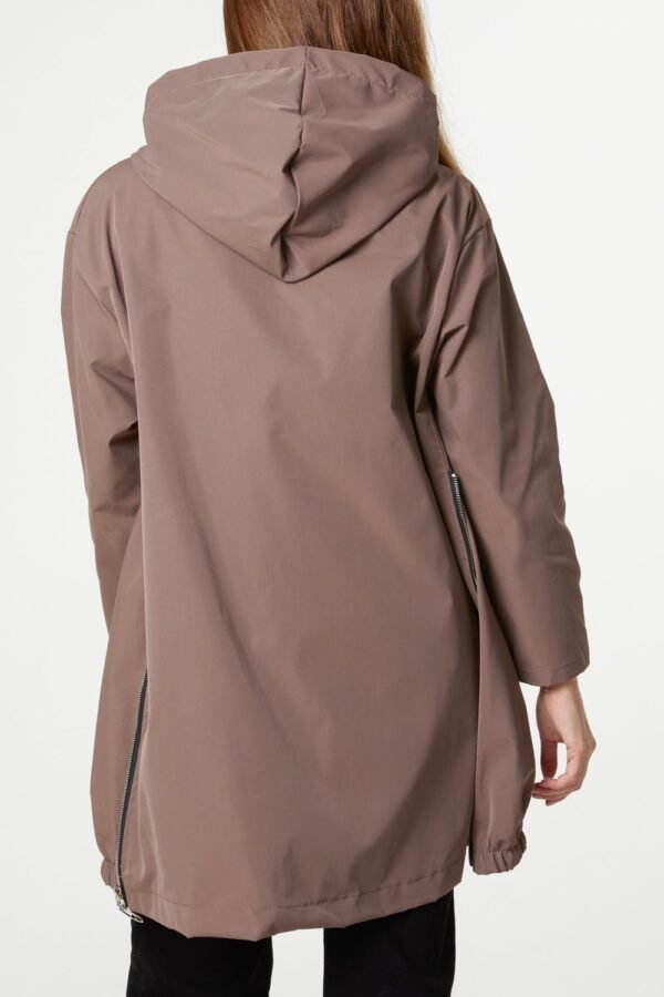 Zip Detail Hooded Light Raincoat