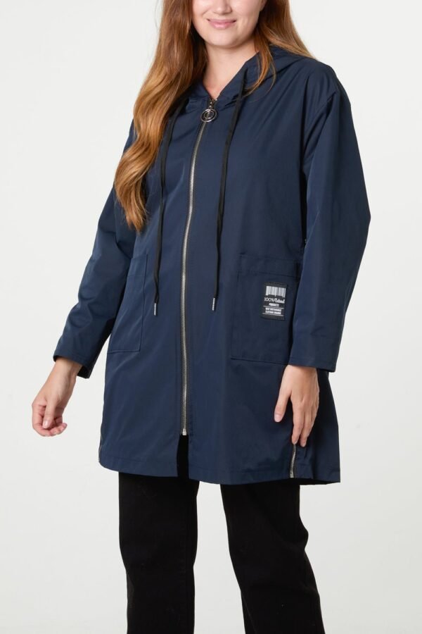 Zip Detail Hooded Light Raincoat