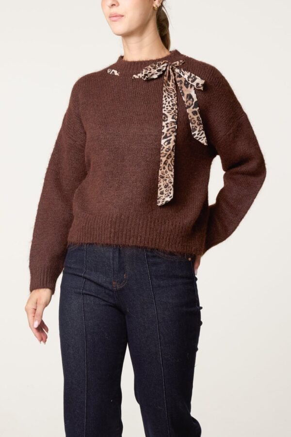 2026/09/1000498407.jpg Leopard Tie Detail Knit Jumper