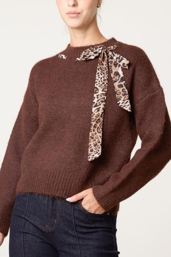 2026/09/1000498408.jpg Leopard Tie Detail Knit Jumper