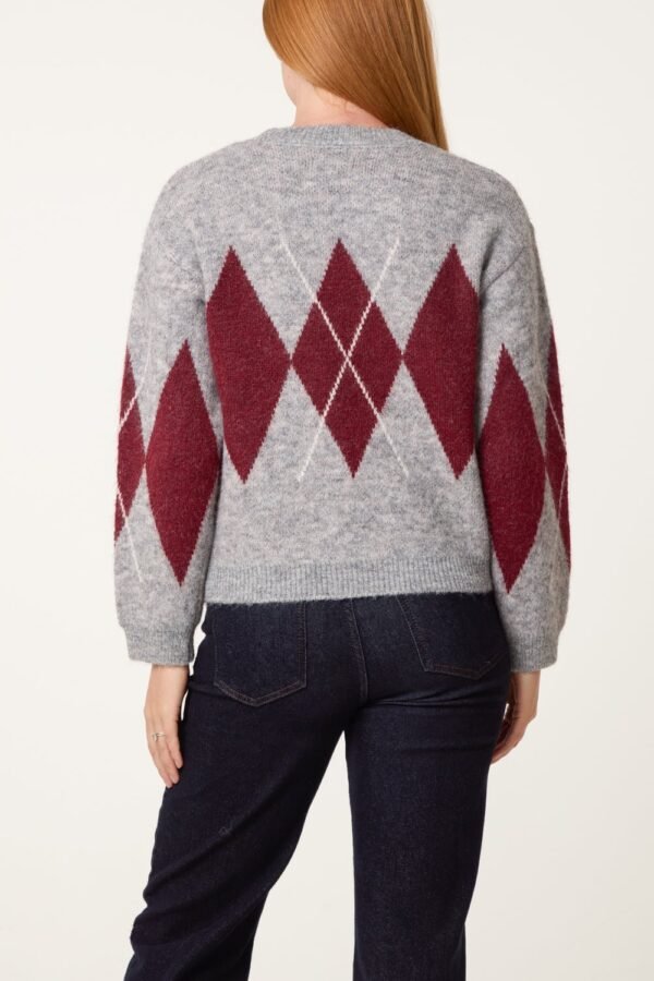 2026/09/1000498412.jpg Argyle Pattern Knit Jumper