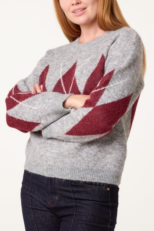 2026/09/1000498413.jpg Argyle Pattern Knit Jumper