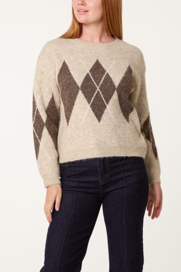 2026/09/1000498414.jpg Argyle Pattern Knit Jumper