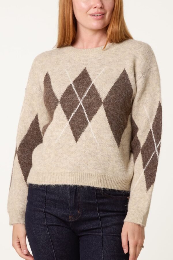 2026/09/1000498416.jpg Argyle Pattern Knit Jumper