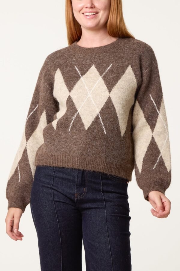 2026/09/1000498417.jpg Argyle Pattern Knit Jumper