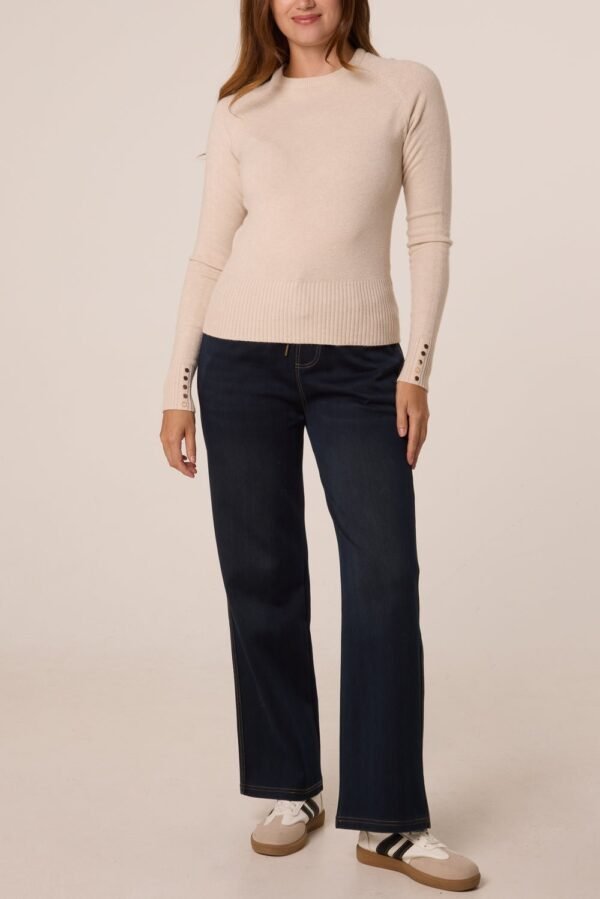 2026/09/1000498427.jpg Round Neck Knit Top With Detailed Sleeve