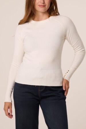 2026/09/1000498435.jpg Round Neck Knit Top With Detailed Sleeve