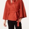 Soft Touch Suedette Belted Cape Jacket