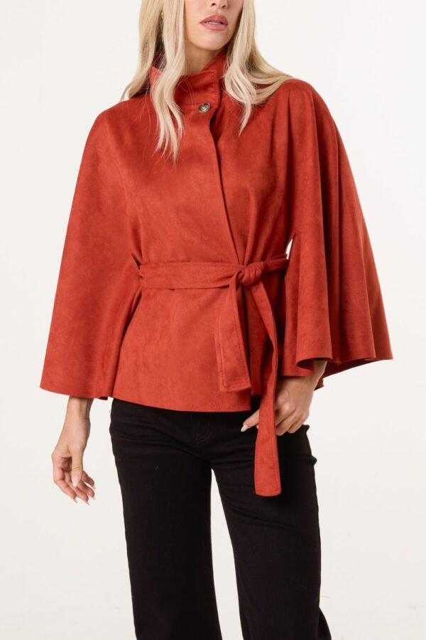 Soft Touch Suedette Belted Cape Jacket