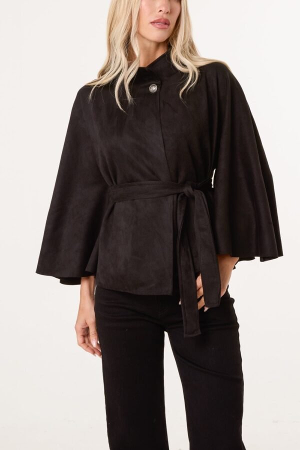 Soft Touch Suedette Belted Cape Jacket