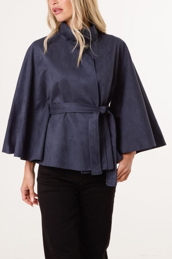 Soft Touch Suedette Belted Cape Jacket