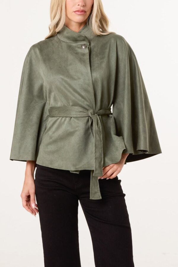 Soft Touch Suedette Belted Cape Jacket