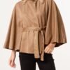 Soft Touch Suedette Belted Cape Jacket