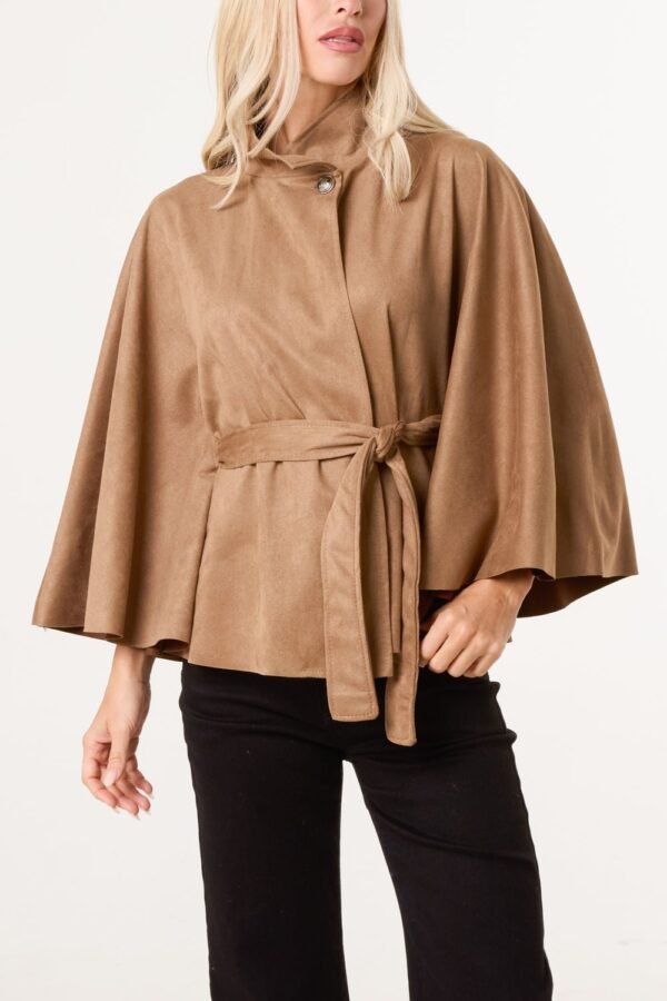 Soft Touch Suedette Belted Cape Jacket