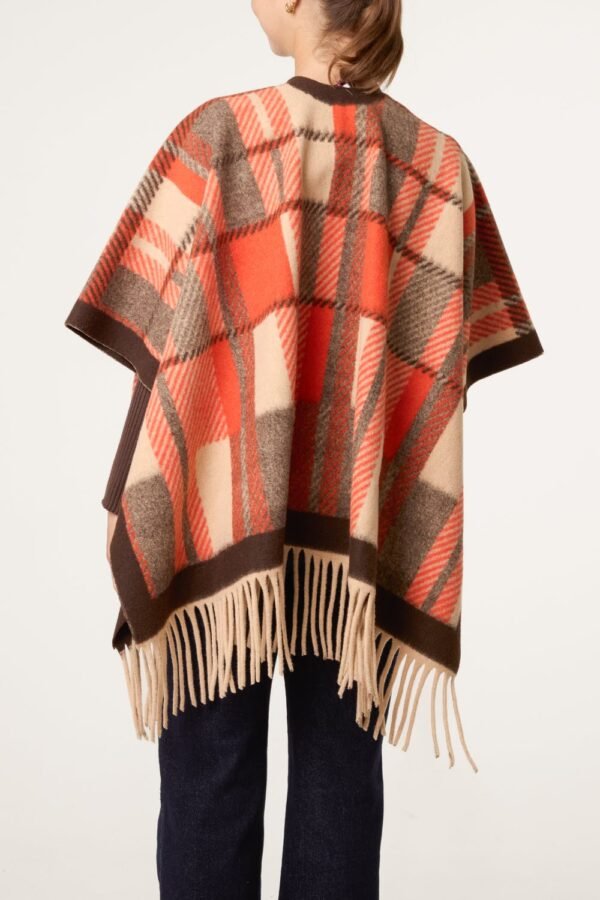 2026/09/1000498585.jpg Orange/Chocolate Patterned Fringed Poncho