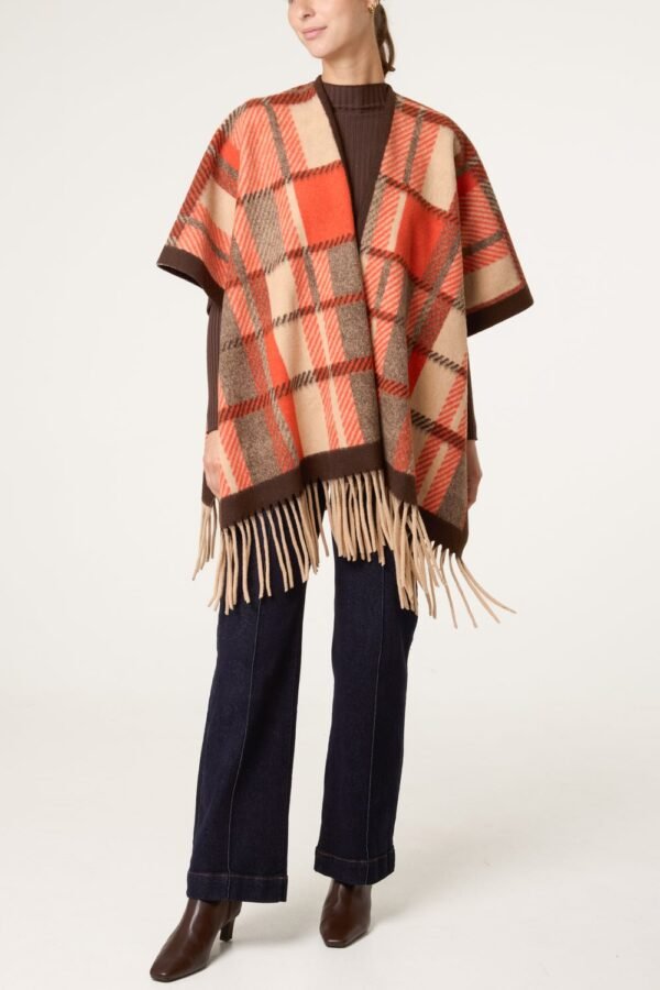 2026/09/1000498586.jpg Orange/Chocolate Patterned Fringed Poncho