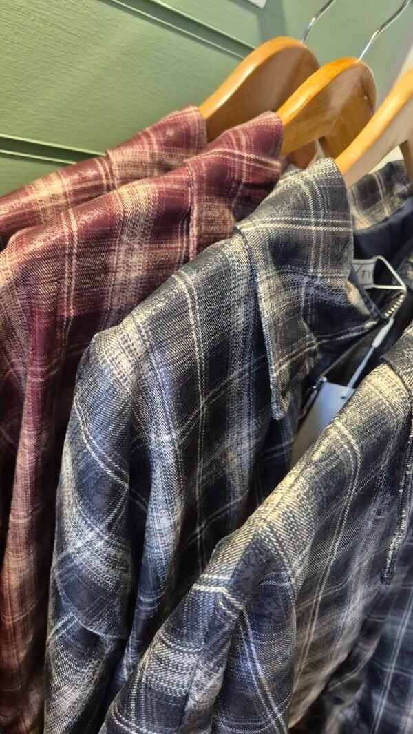 Puff Sleeve Checked Jacket – Berry & Navy